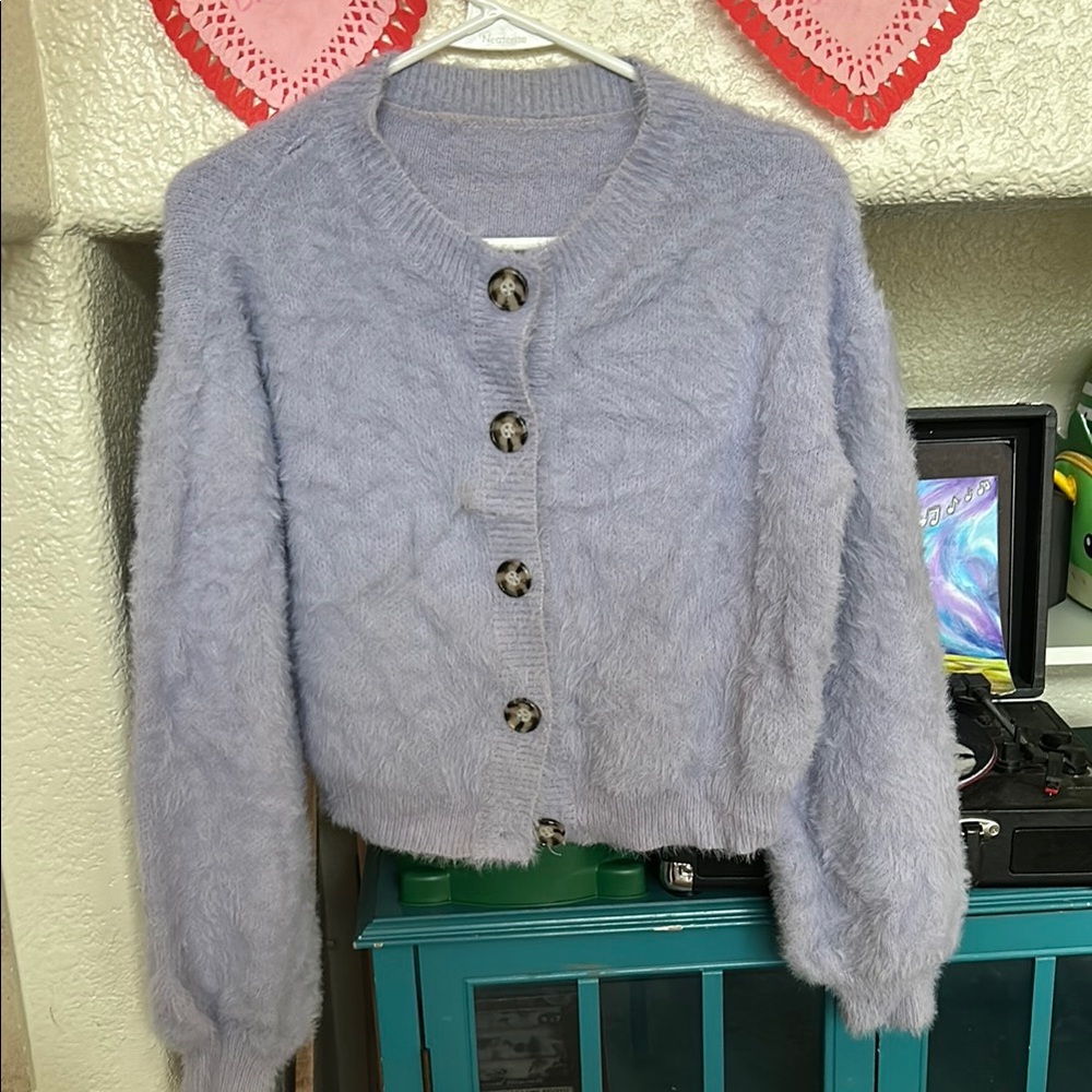 Cozy Lavender Cardigan with Button Detail
